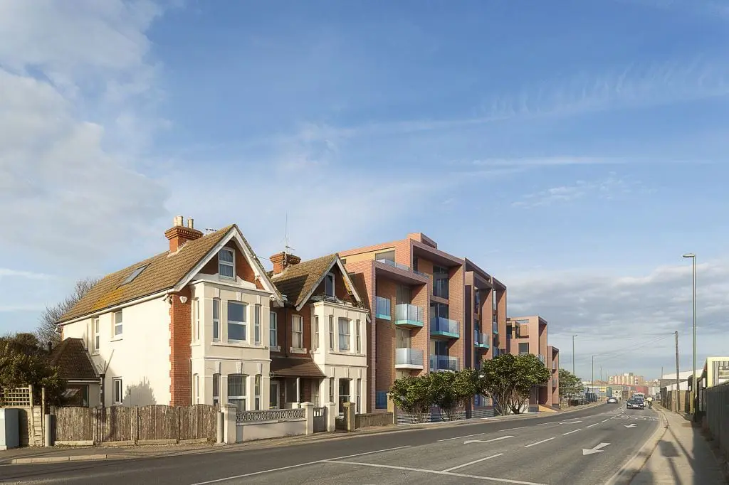 The view from the road of the Albion Street scheme affordable housing in Worthing