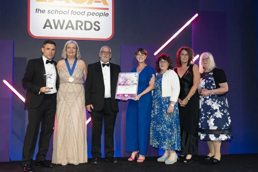 catering team receiving LACA award