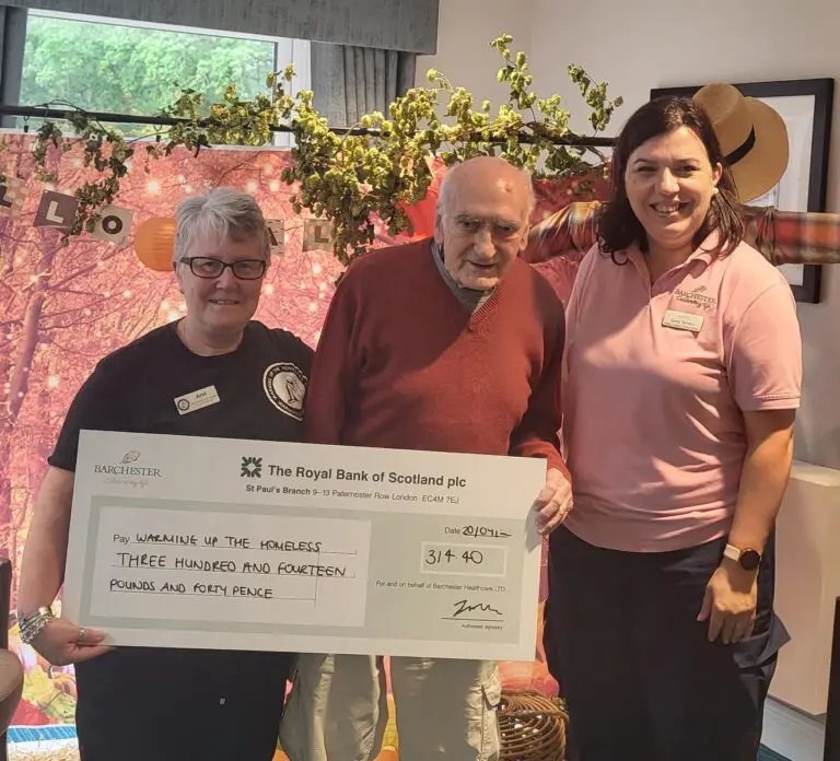 care home Warming Cheque