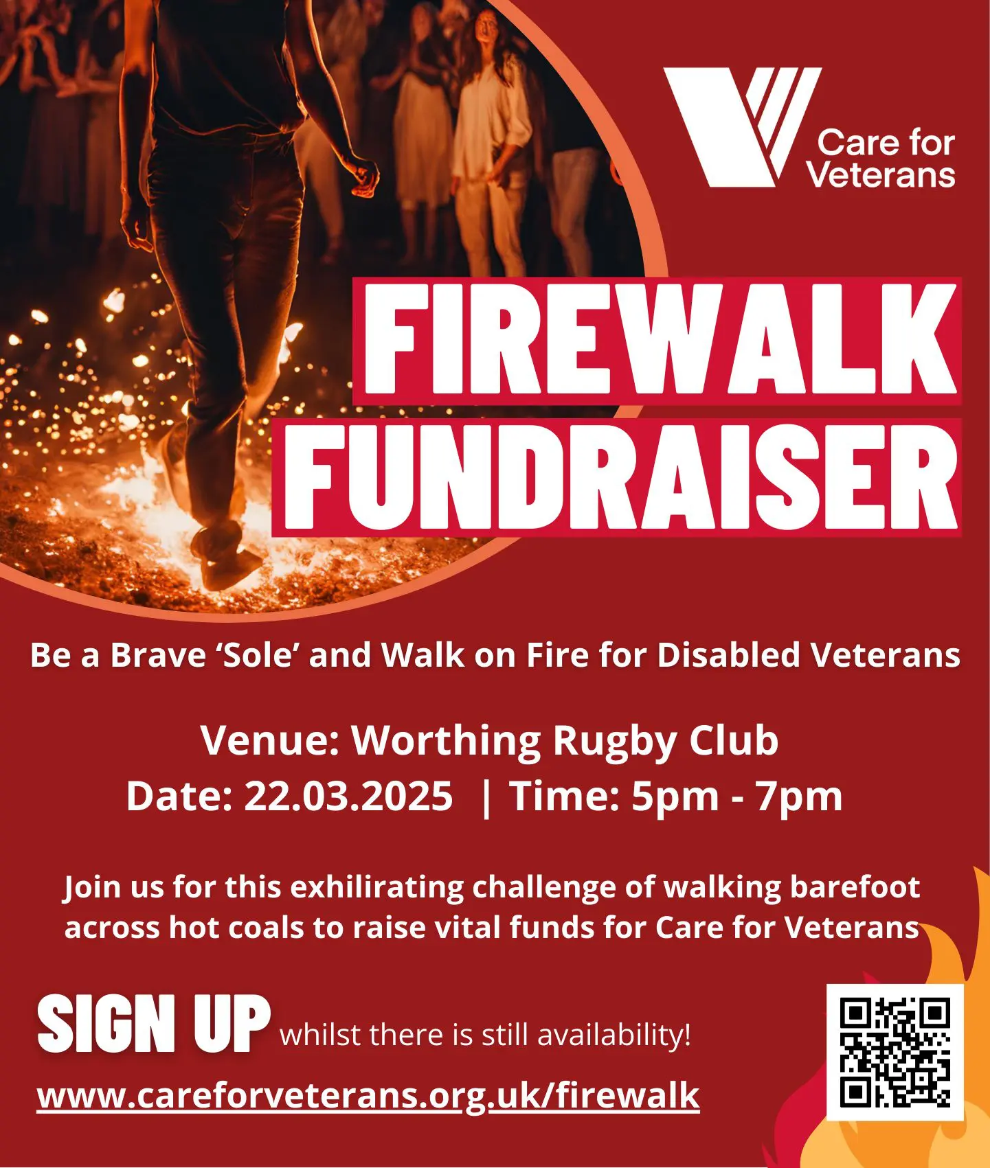 Firewalk Fundraiser Care for Veterans February 25 advert 046bd5b3ca04e499c0057746f4c56535
