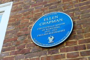 The plaque in honour of Ellen Chapman outside Worthing Town Hall