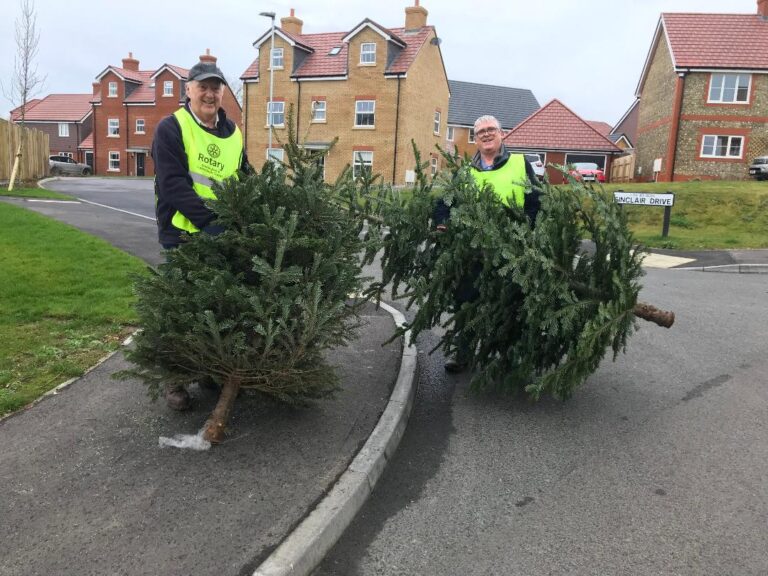 Ken Collins and John Ollerton collecting Christmas trees for storrington and pulborough district recycling scheme