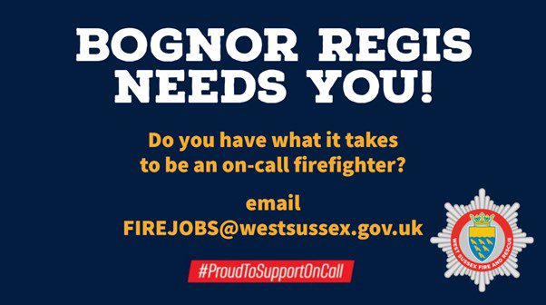 Bognor Regis fire station retained firefighters recruitment poster