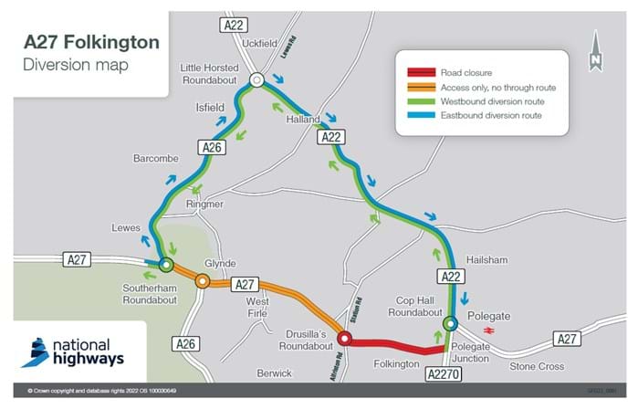 a27-folkington-diversion-map